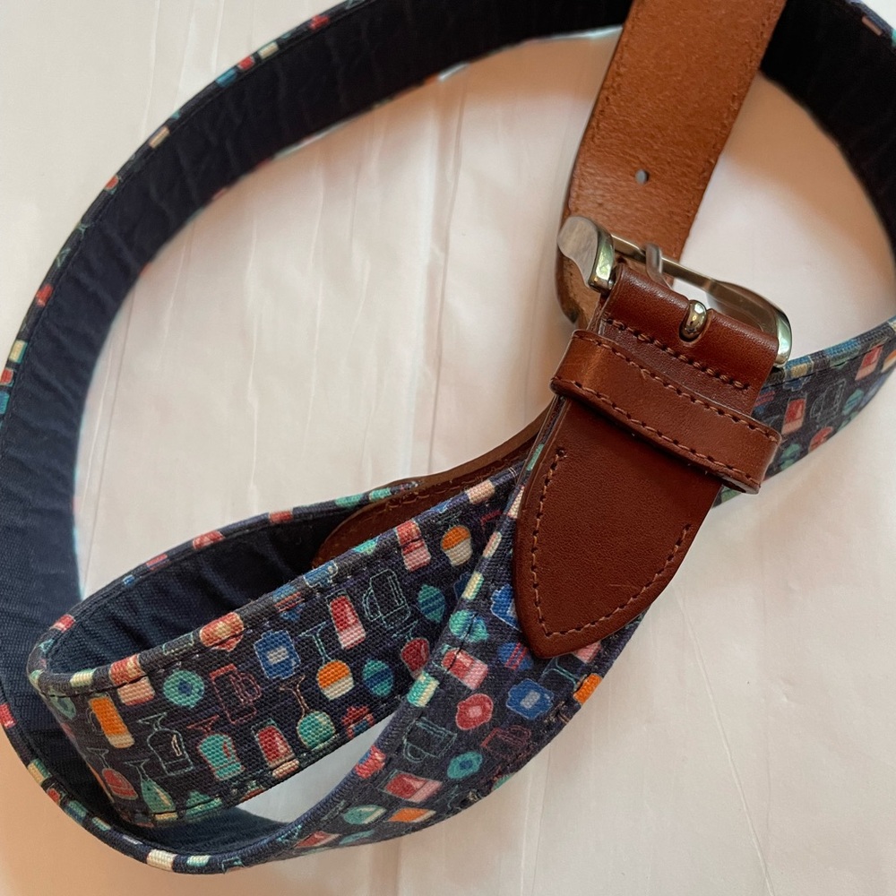Peter Millar Brown And Multicolor Patterned Belt - image 1